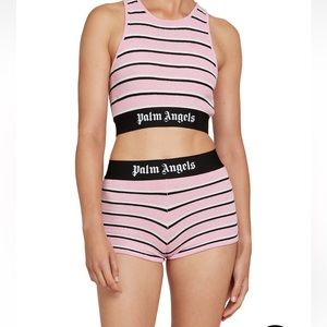 Palm Angels Striped Logo Crop Top